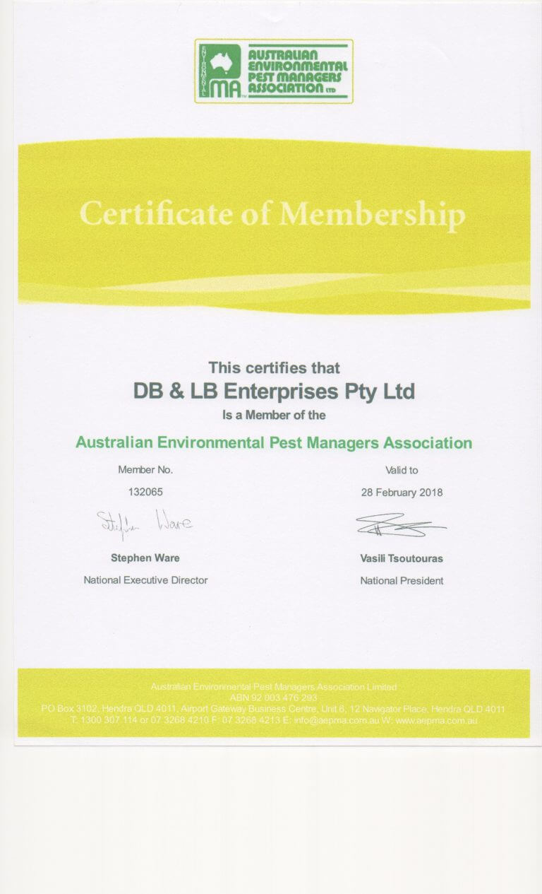 Qualifications and licences - Bonds Termite Management and Pest Control